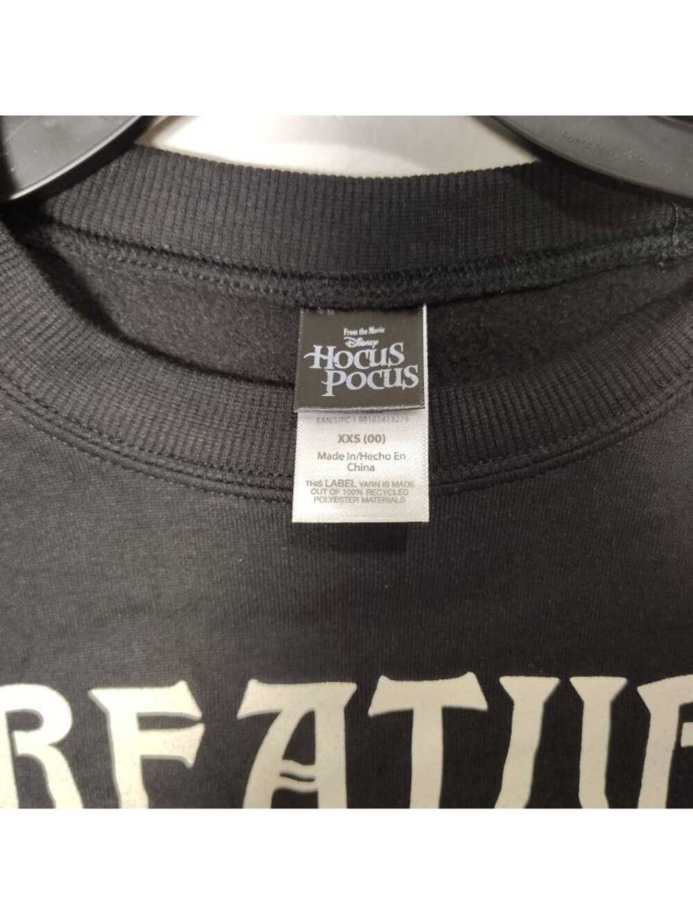 Disney Hocus Pocus Womens XXS Black Creature of the Night Graphic Sweatshirt - Picture 2 of 7